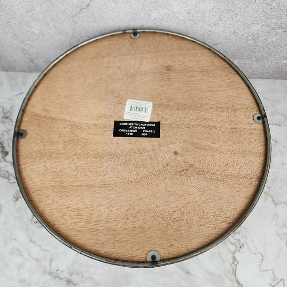 Tray Decor, Silver Metal Large Oval Serving Tray, Mango Wood Base and Brass - Picture 4 of 6